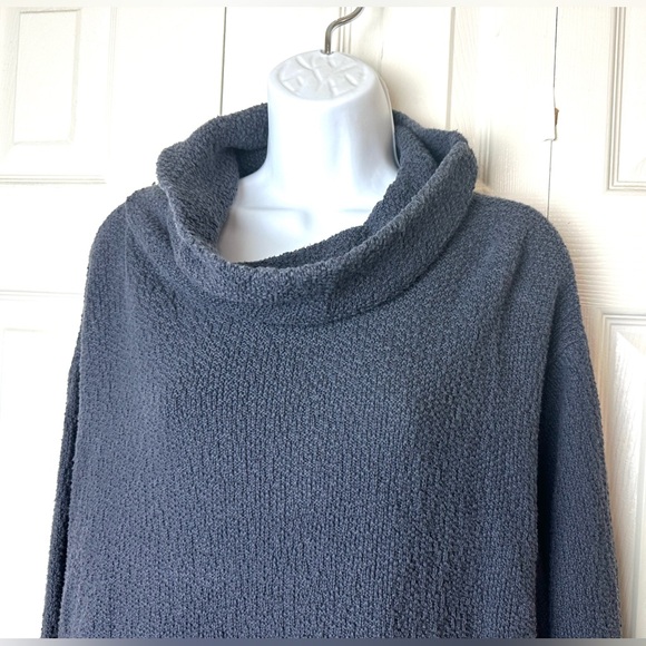 MARGARET WINTERS Cowl Neck Sweater Gray Textured Knit Cotton USA Plus Size Grey - Picture 3 of 8
